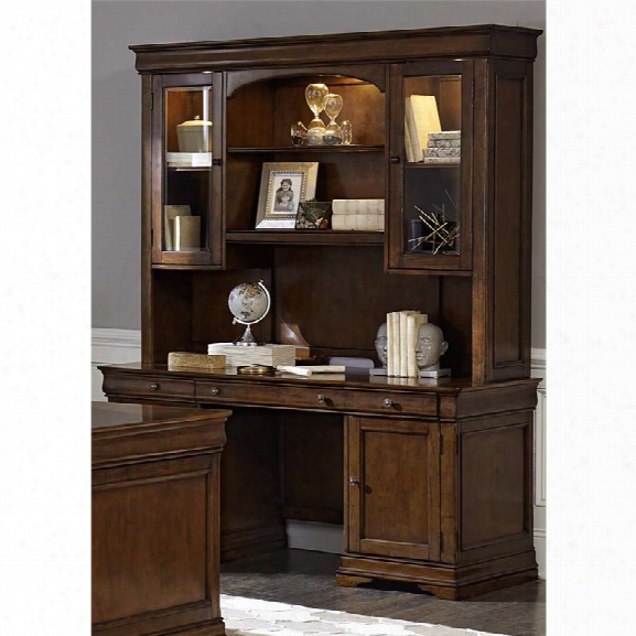 Liberty Furniture Chateau Valley Computer Credenza And Hutch In Cherry