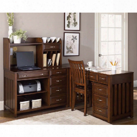 Liberty Furniture Hampton Bay 4 Piece L Shape Computer Desk Set