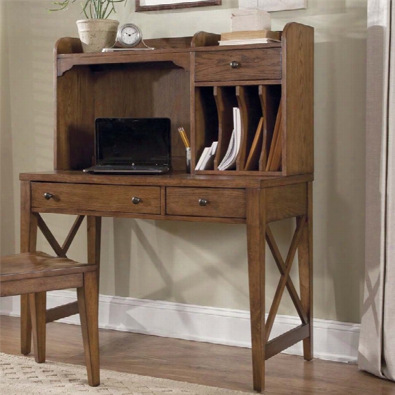 Liberty Furniture Hearthstone Computer Desk And Hutch In Rustic Oak