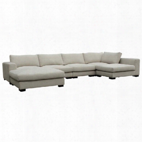 Maklaine Right Facing Fabric Sectional In Cream White