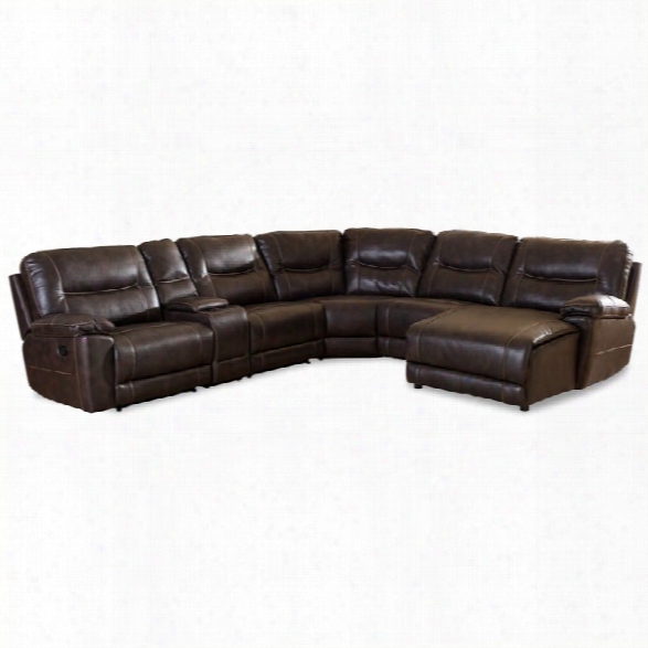 Mistral 6 Piece Reclining Sectional In Dark Brown