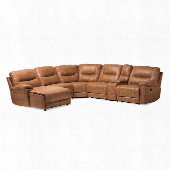 Mistral 6 Piece Reclining Sectional In Light Brown