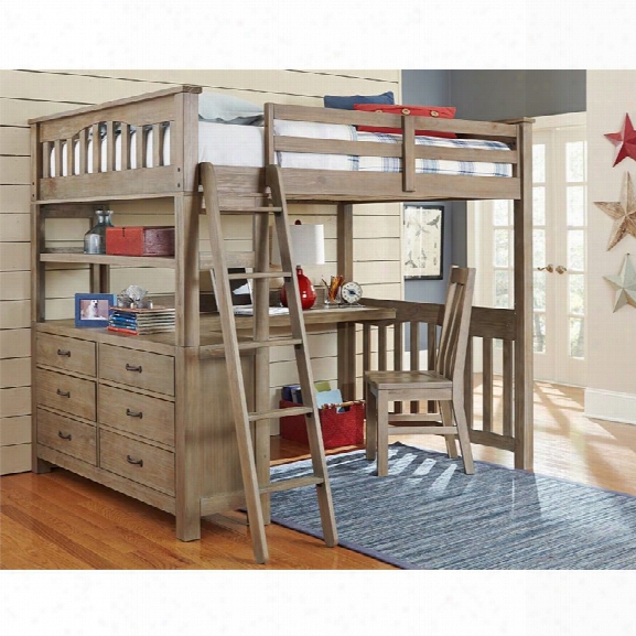 Ne Kids Highlands Full Slat Loft Bed With Desk And Dresser