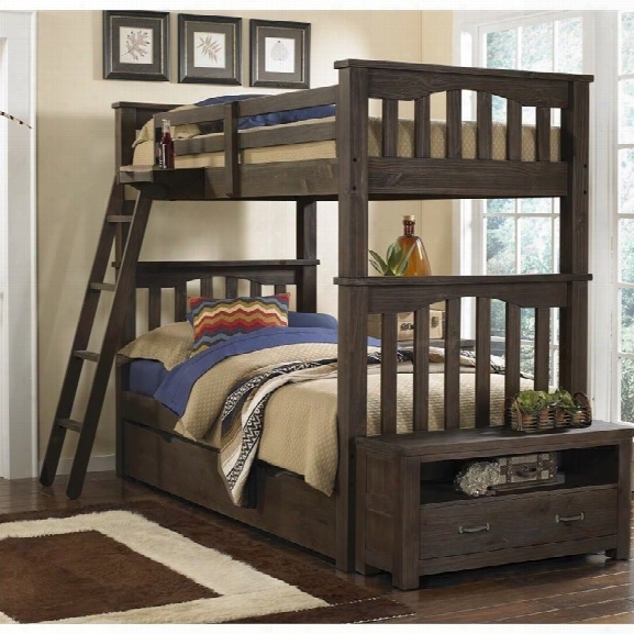 Ne Kids Highlands Harper Twin Over Twin Bunk With Trundle In Espresso