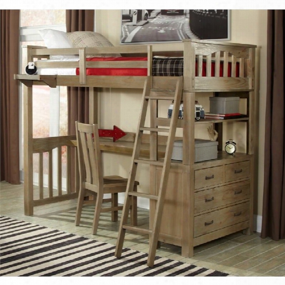 Ne Kids Highlands Twin Slat Loft Bed With Desk And Dresser