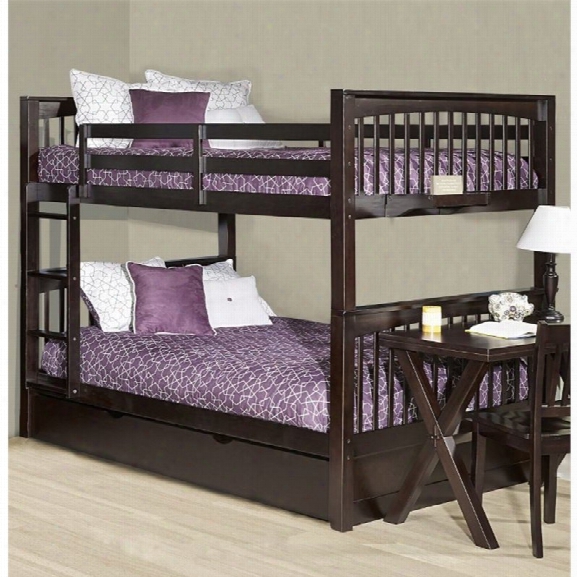 Ne Kids Pulse Full Over Full Slat Bunk Bed With Trundle In Chocolate