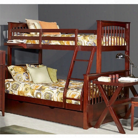 Ne Kids Pulse Twin Over Full Slat Bunk Bed With Trundle In Cherry