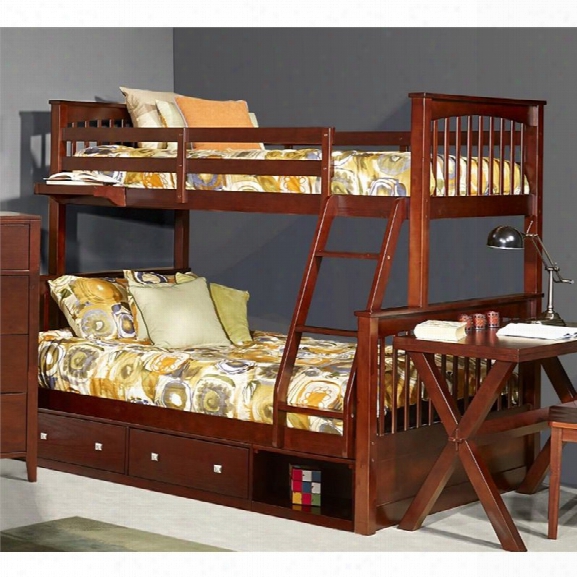 Ne Kids Pulse Twin Over Full Storage Slat Bunk Bed In Cherry