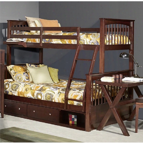 Ne Kids Pulse Twin Over Full Storage Slat Bunk Bed In Chocolate