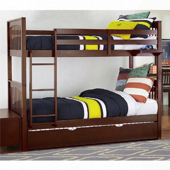 Ne Kids Pulse Twin Over Twin Slat Bunk Bed With Trundle In Cherry