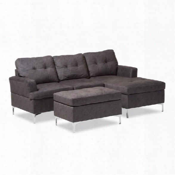 Riley Upholstered 3 Piece Sectional In Gray