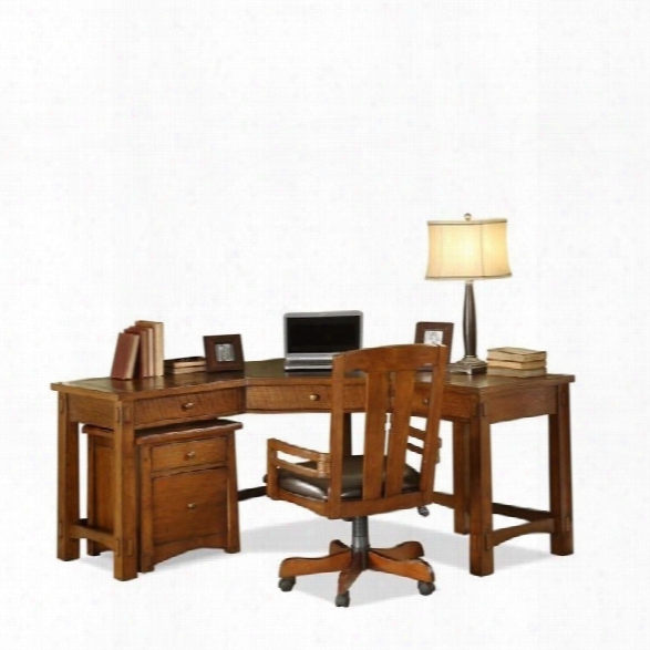 Riverside Furniture Craftsman Home Corner Computer Desk In Oak