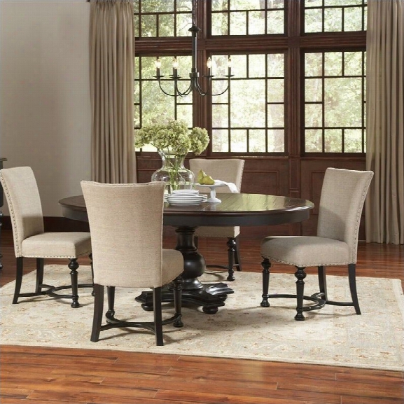 Riverside Furniture Williamsport 5 Piece Dining Table Set In Nutmeg/kettle Black