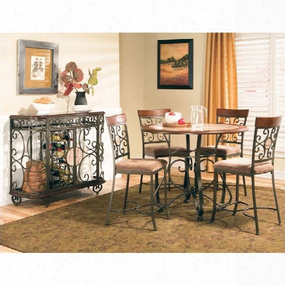 Steve Silver Thompson 5 Piece Counter Dining Table Set In Cherry