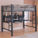 Coaster Full Size Metal Loft Bed with Computer Workstation in Black