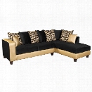 Flash Furniture Velvet Right Facing Sectional in Black and Gold