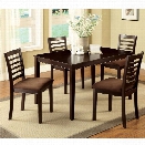 Furniture of America Cowhan 5 Piece Dining Set in Espresso