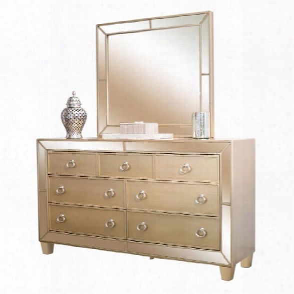 Abbyson Living Francesca 7 Drawer Dresser And Mirror Set In Gold