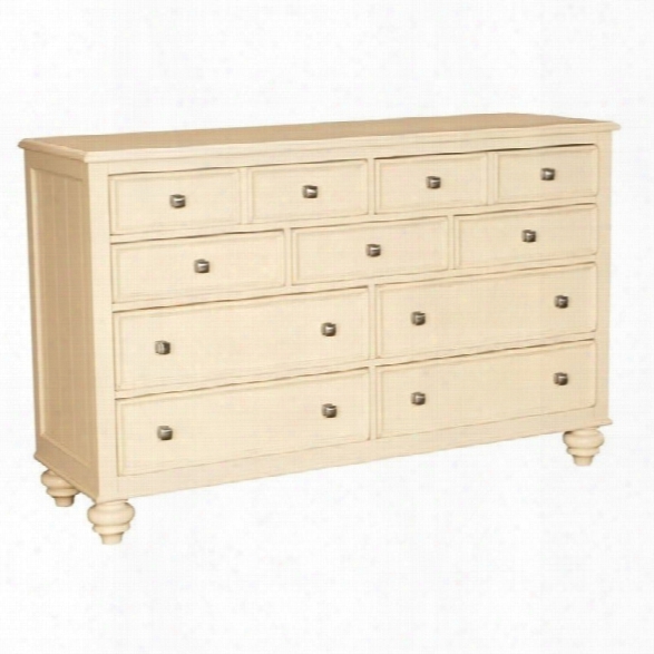 American Drew Camden 9 Drawer Double Dresser In Buttermilk Finish