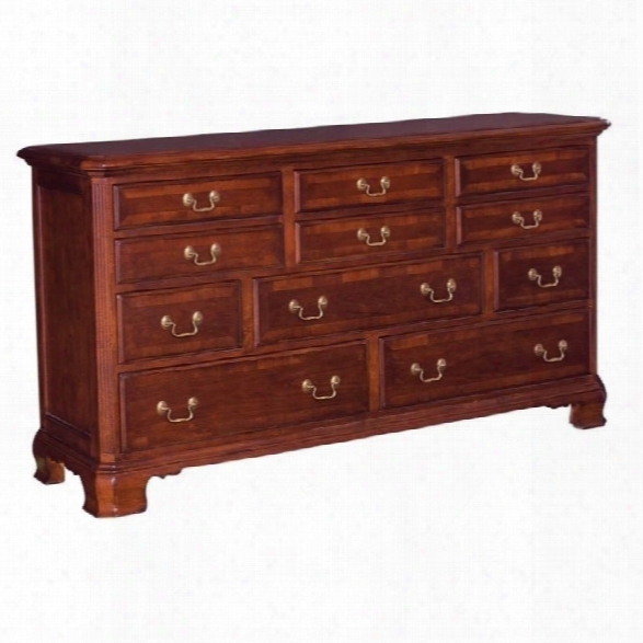 American Drew Cherry Grove 11 Drawers Triple Dresser In Cherry Finish