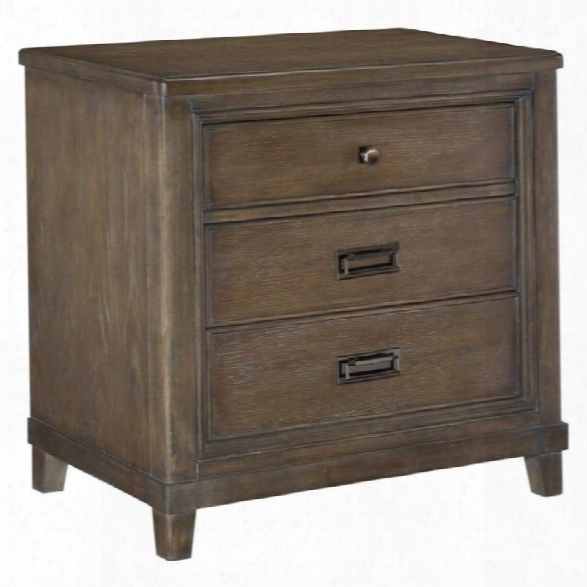 American Drew Park Studio 3 Drawer Wood Nightstand In Taupe