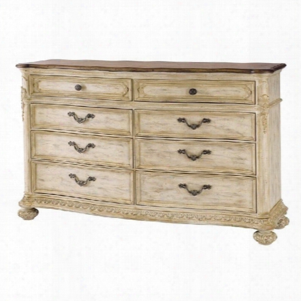 American Drew The Boutique 8 Drawer Double Dresser In White Veil