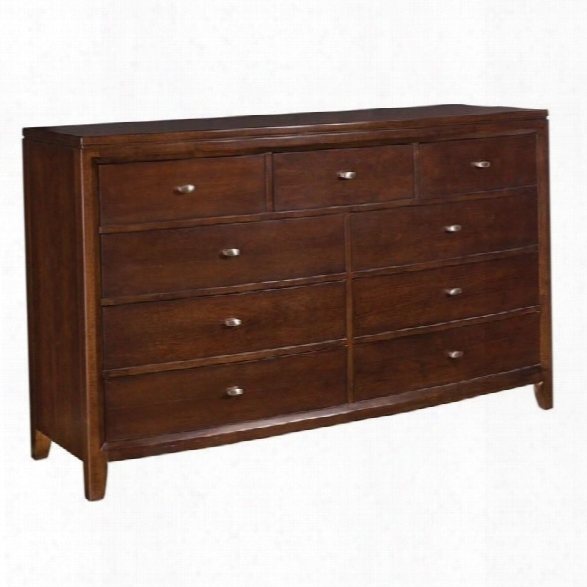 American Drew Tribecca 9 Drawer Double Dresser In Root Beer Finish