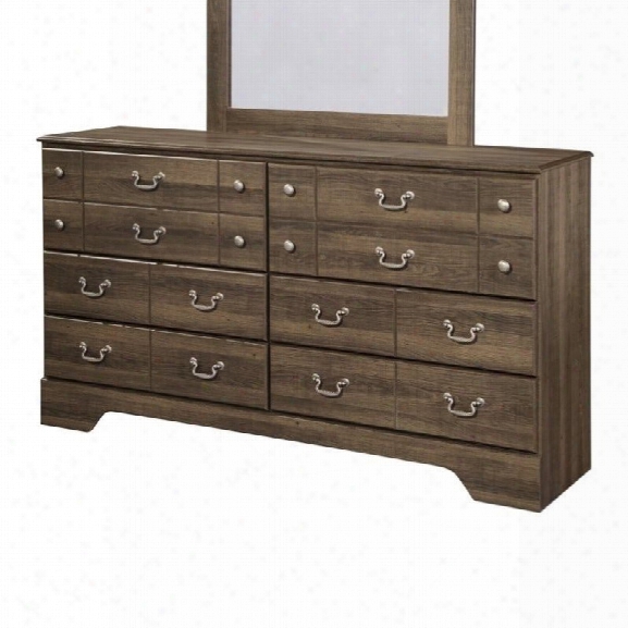 Ashley Allymore 6 Drawer Wood Double Dresser In Brown