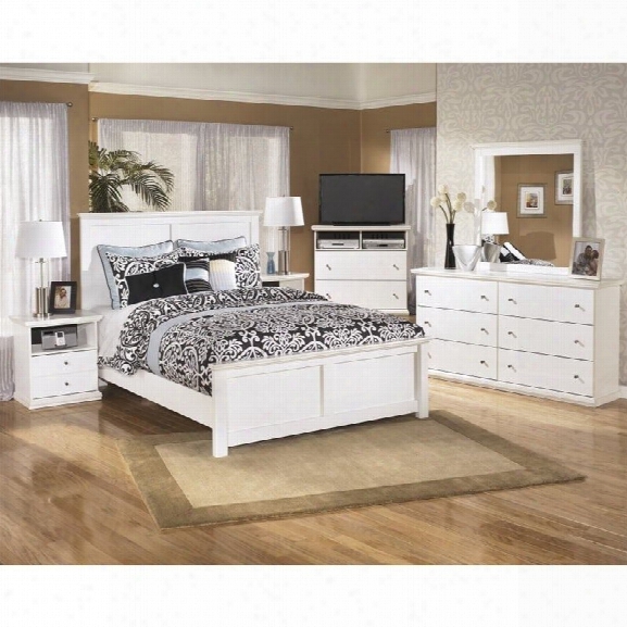 Ashley Bostwick Shoals 6 Piece Wood Queen Media Bedroom Set In White