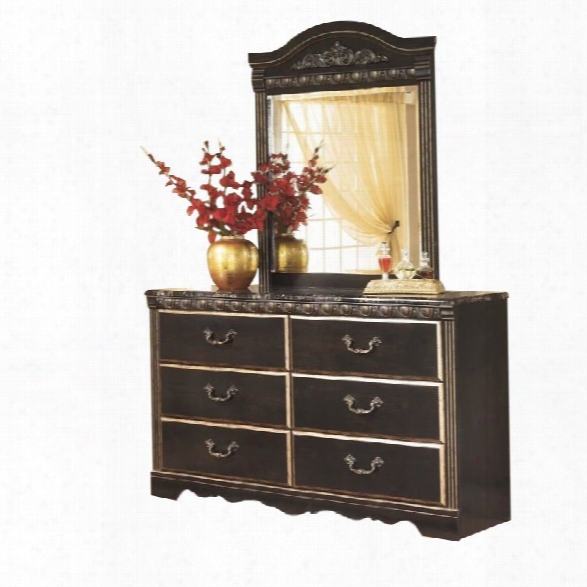 Ashley Coal Creek 2 Piece Wood Dresser Set In Dark Brown