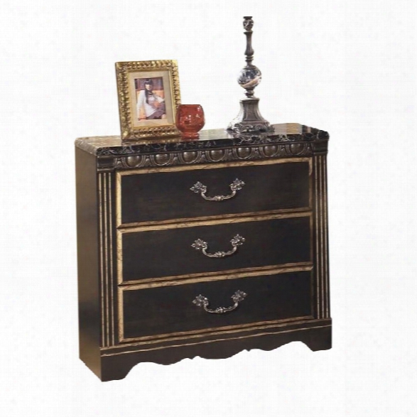 Ashley Coal Creek 3 Drawer Wood Nightstand In Dark Brown