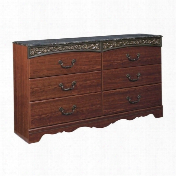 Ashley Fairbrooks Estates 6 Drawer Wood Double Dresser In Brown