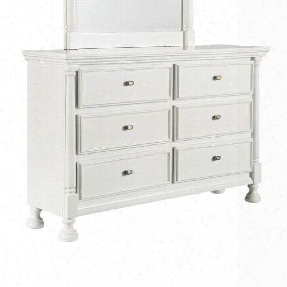 Ashley Kaslyn 6 Drawer Wood Double Dresser In White