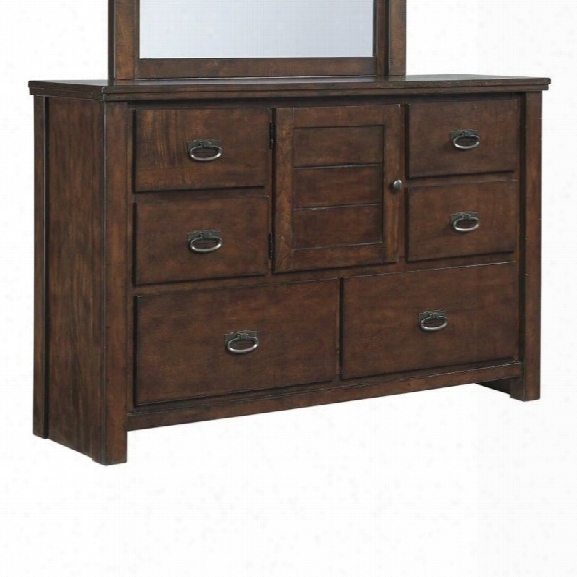 Ashley Ladiville 6 Drawer Wood Double Dresser In Rustic Brown