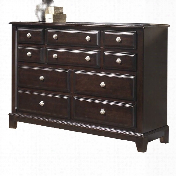 Ashley Ridgley 10 Drawer Wood Dresser In Da Rk Brown