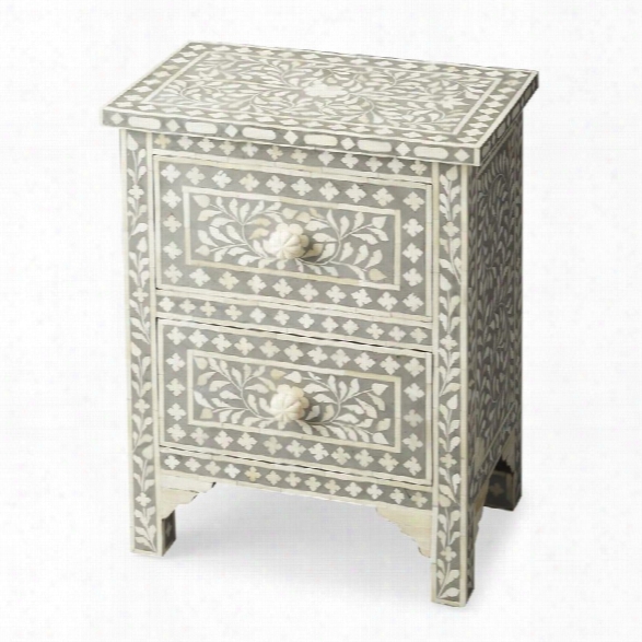 Butler Specialty Bone Inlay 2 Drawer Nightstand In Gray Bone Inlay