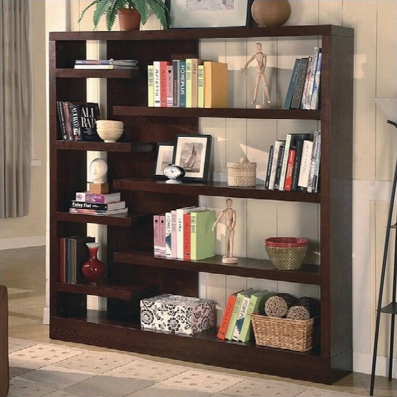 Coaster 4 Shelf Wide Semi Backless Bookcase In Cappuccino