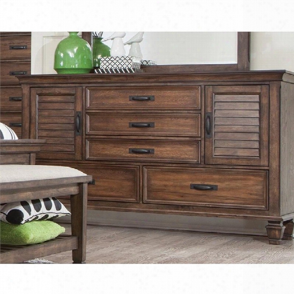 Coaster 5 Drawer Dresser In Burnished Oak