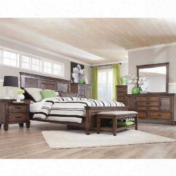 Coaster 5 Piece California King Panel Bedroom Set In Burnished Oak