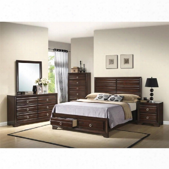 Coaster Bryce 5 Piece California King Panel Bedroom Set In Cappuccino