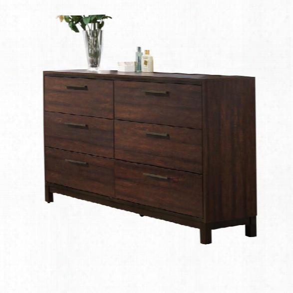 Coaster Edmonton 6 Drawer Dresser In Rustic Tobacco And Dark Bronze