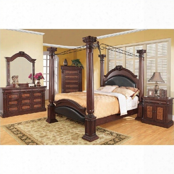 Coaster Grand Prado 6 Piece Bedroom Set In Warm Cherry Finish