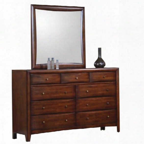 Coaster Hillary And Scottsdale Dresser And Mirror Set In Warm Brown