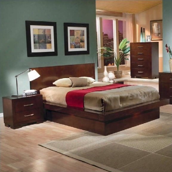 Coaster Joyce Platform Bed 2 Piece Bedroom Set In Light Cappuccino