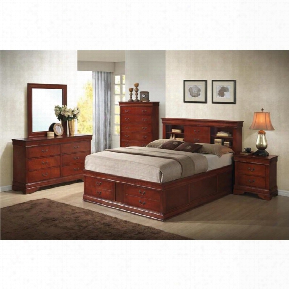 Coaster Louis Philippe 5 Piece King Storage Bedroomset In Red Brown