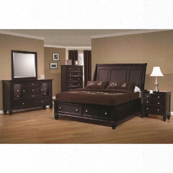 Coaster Sandy Beach 6 Piece Bedroom Set In Cappuccino Finish