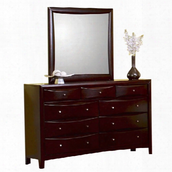 Coaster Six Drawer Dresser And Mirror Set In Rich Cappuccino