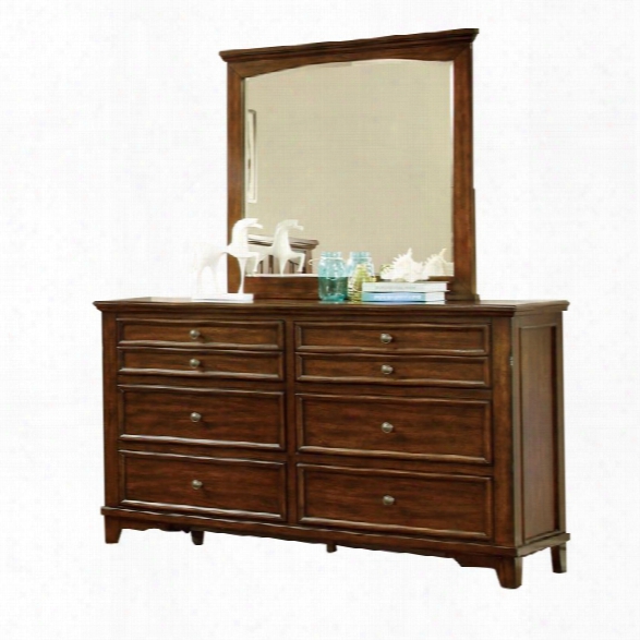 Furniture Of Amerjca Alred 6 Drawer Dresser And Mirror Set In Cherry