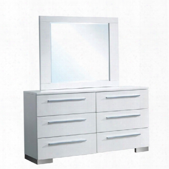 Furniture Of America Angie 6 Drawer Dresser And Mirror Set In White