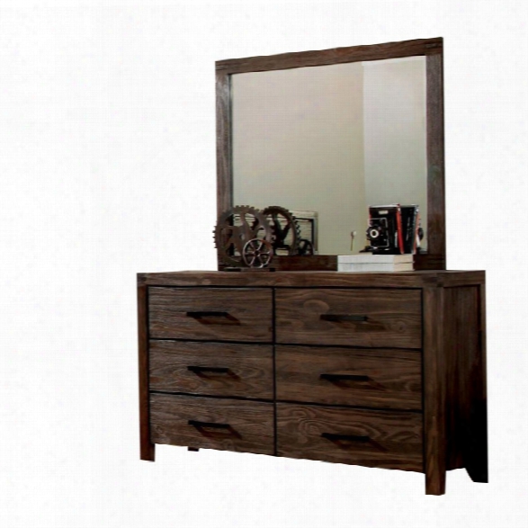 Furniture Of America Bahlmer 6 Drawer Dresser With Mirror In Brown